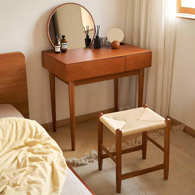 Hokku Designs Retro Minimalist Solid Wood Vanity Table for Small Spaces Wayfair